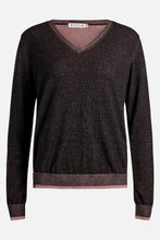 Load image into Gallery viewer, Delphi Tencel V-Neck Knit Black/Dusty Mauve W1014
